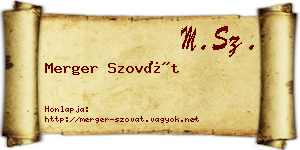 Merger Szovát névjegykártya